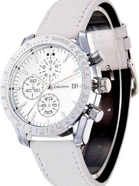 Stylish Men's Leather Chronograph Watch with Luminous Hands - Perfect Gift!